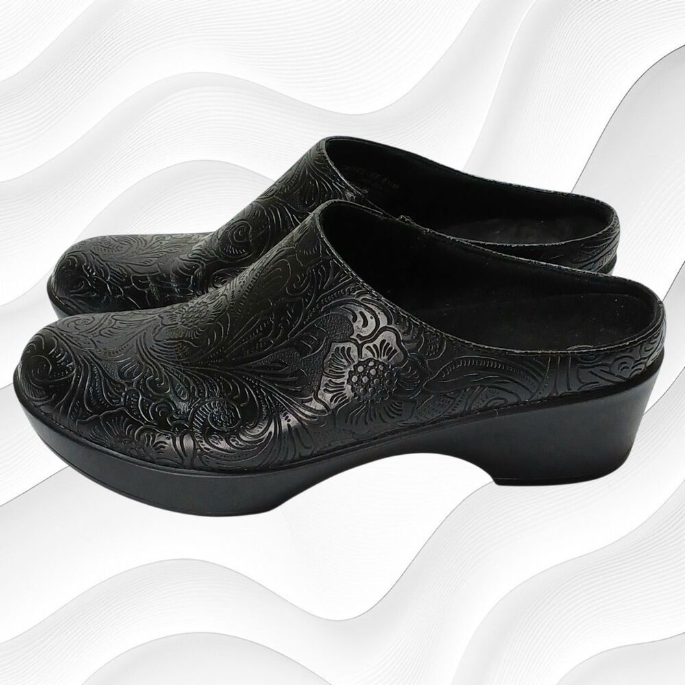 B True by Beartraps Embossed Floral Clog Slip-ons, Size 8.5M Style:Cathee Lee